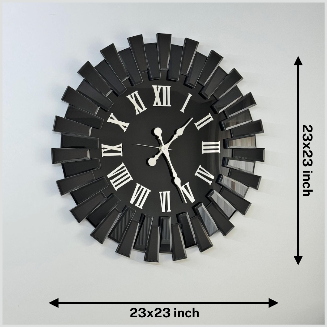 Up down Design Black Mirror Wall Clock thumbnail